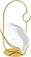 Self-Draining Soap Dish Holder - White & Gold - 3