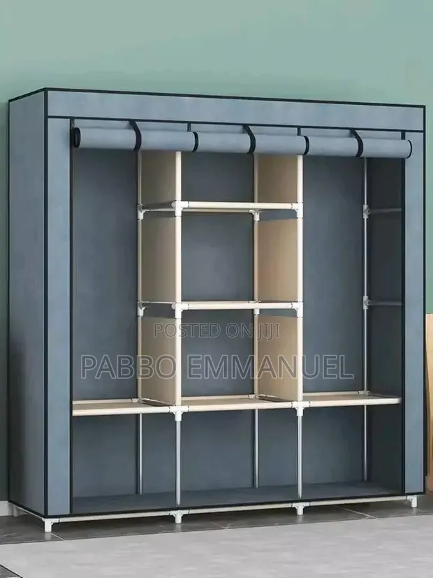 Embossed 3 Column Wood Wardrobe - 1
