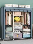Embossed 3 Column Wood Wardrobe - 3