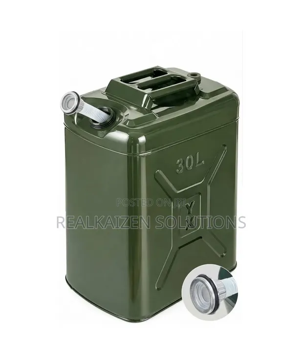 30L Heavy-Duty Metal Fuel Jerry Can with Flexible Sprout - 1