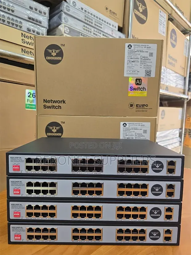 Commando 24-Port Gigabit PoE+ Switch with 2 Uplinks - 1