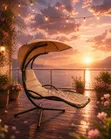 Garden Metal Swing Chair / Hanging Chaise Lounger - 3