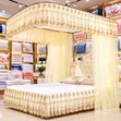 Luxury Cream 2-Poster Bed Canopy with Embroidered Lace - 1