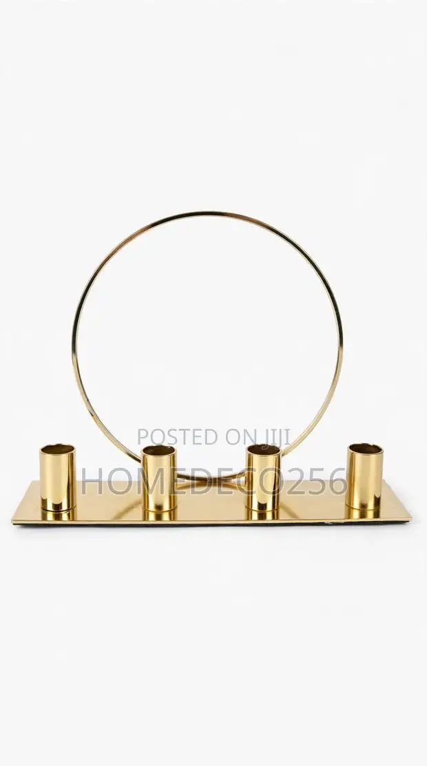 Modern Gold 4-Arm Candle Holder with Circle Ring - 1
