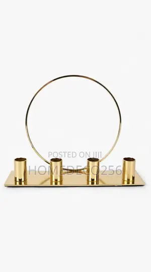 Modern Gold 4-Arm Candle Holder with Circle Ring