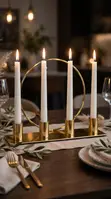 Modern Gold 4-Arm Candle Holder with Circle Ring - 2