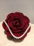 Crochet Rose Bag - Burgundy - 1