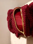 Crochet Rose Bag - Burgundy - 2