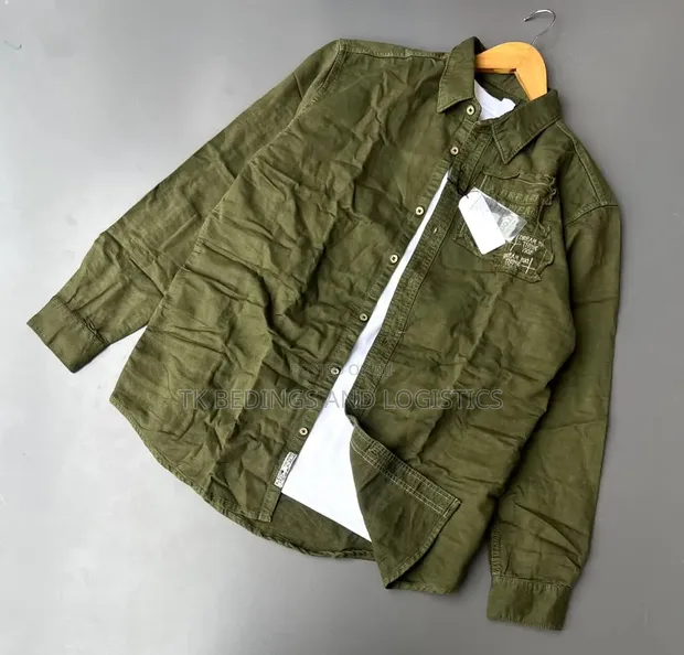 Embroidered Pocket Long Sleeve Shirts for Men - 1