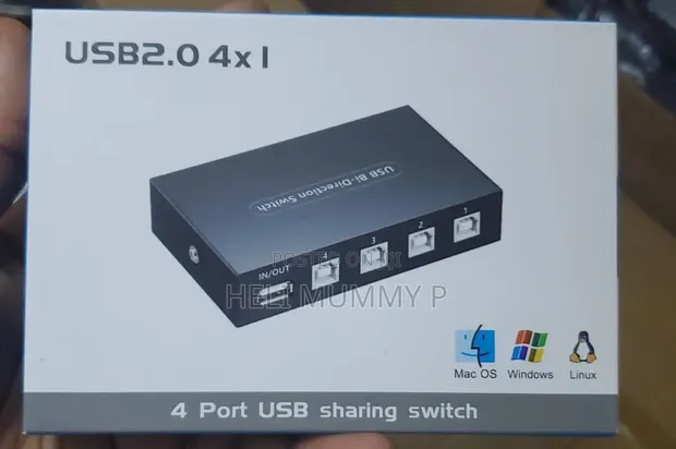 4-Port USB 2.0 Manual Sharing Switch Box - 1