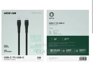 Green Lion USB-C to USB-C Braided Cable 60W 5 Meters