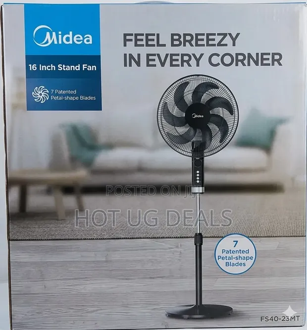 Midea 16-Inch Pedestal Stand Fan - 7 Blades, 50W, 2H Timer - 1