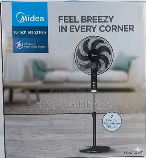 Midea 16-Inch Pedestal Stand Fan - 7 Blades, 50W, 2H Timer