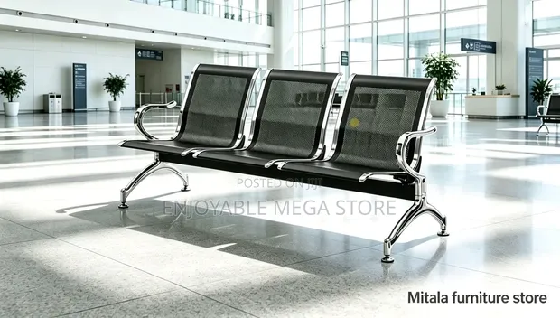 Office Waiting Chairs - 3 Seater Metal - 1
