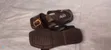 La Ladies Black Flat Sandals with Gold Buckle - Size 36.5 - 2