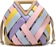 Pastel Multi-Color Woven Faux-Leather Handbag - 1