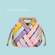 Pastel Multi-Color Woven Faux-Leather Handbag - 2