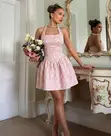 Floral Halter Mini Dress - Pink, Size M - 1