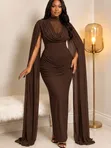Ladies Bodycon Dress with High Neck Mesh - 2