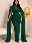 Ladies Bodycon Dress with High Neck Mesh - 3
