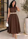 Ladies Cotton Shirt Dress - Sleeveless - 1
