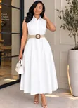Ladies Cotton Shirt Dress - Sleeveless - 3