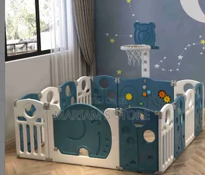 Kids Play Pen with Basketball Hoop - Elephant Theme