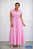 Ladies Shirt Dress with Belt - 2