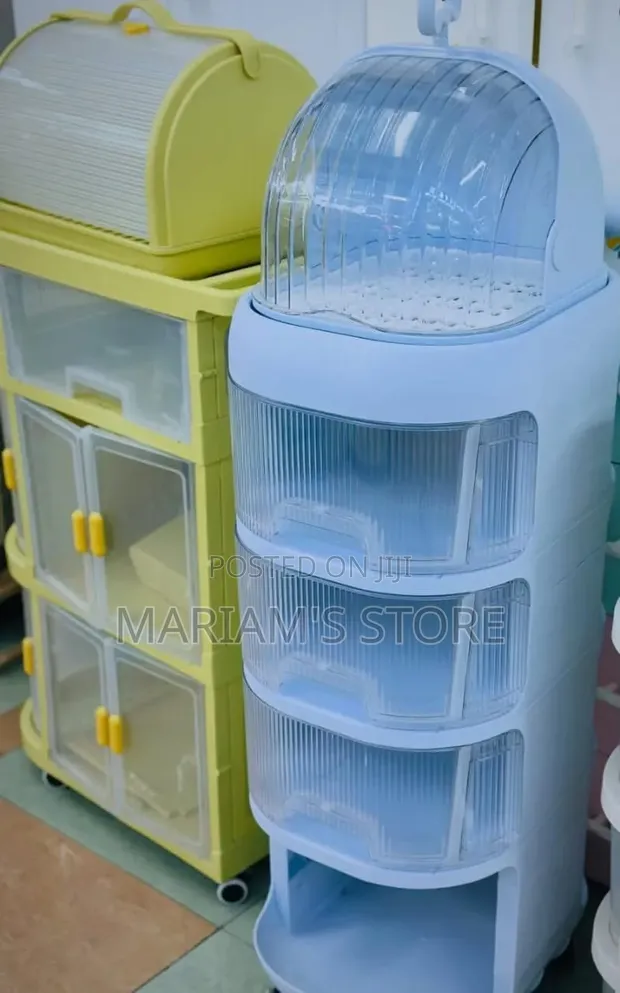 Multi-Layer Plastic Baby Storage Trolley with Transparent Drawers - 1