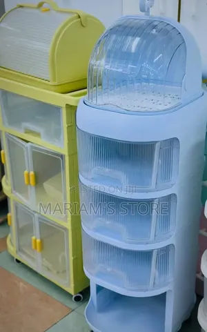 Multi-Layer Plastic Baby Storage Trolley with Transparent Drawers