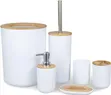 6-Piece Black and White Bathroom Accessory Set - 1