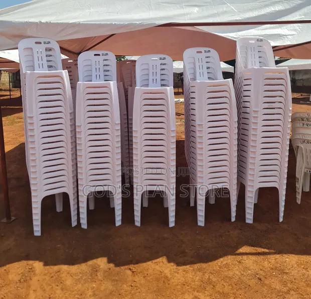 Stackable Plastic Chairs - White - 1