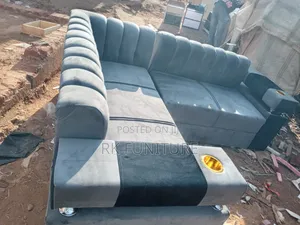 5 Seater L Sofa Set - Gray Chenille
