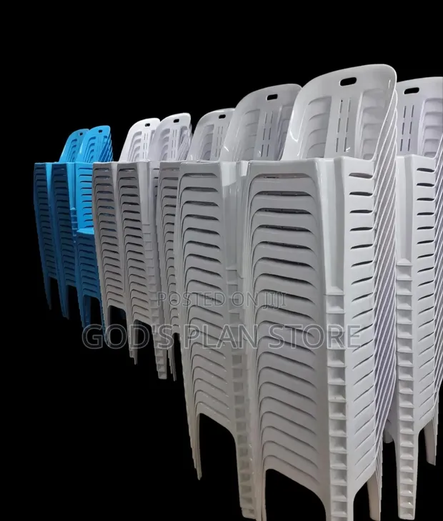 Stackable Armless Plastic Dining Chairs (White) - 1