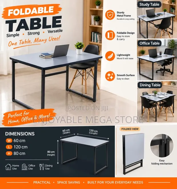 Reading/Study Folding Table 120cm x 60cm - 1