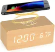Wooden Digital Alarm Clock with Wireless Charging - 4