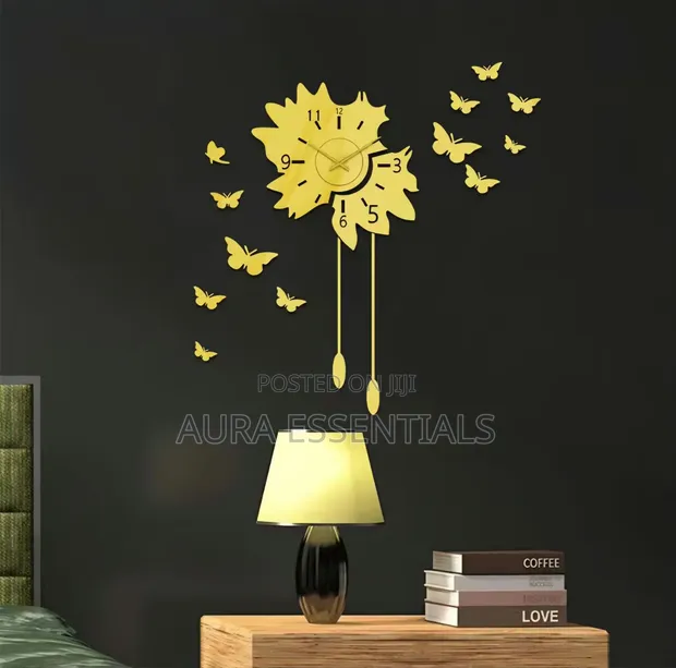 Butterflies Sticker Wall Clock with Metal Motor - 1