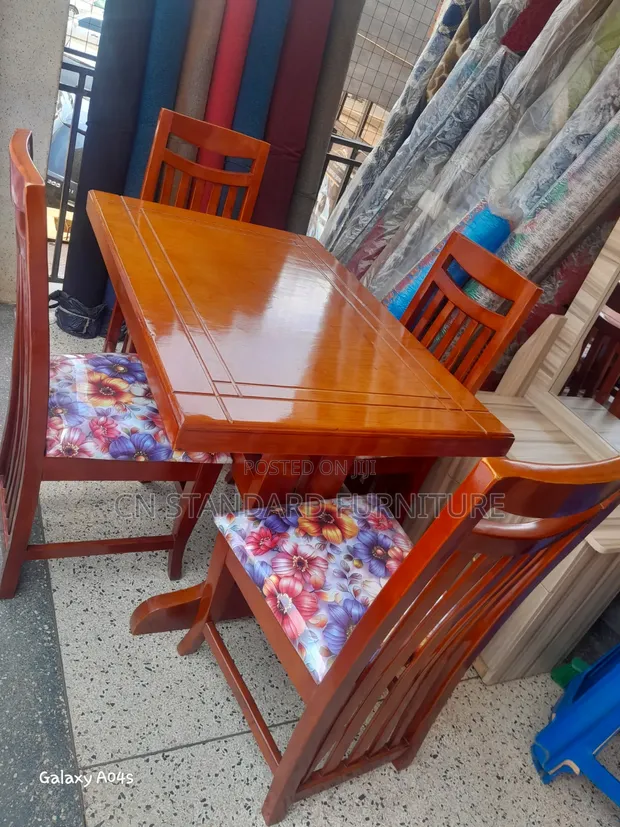 Solid Hardwood Dining Table with 4 Chairs - 1