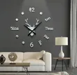 Modern 3D DIY Frameless Deer Head Wall Clock - Black Gold - 1