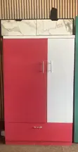 Wood Wardrobe - Pink & White with Marble Top - 1