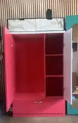 Wood Wardrobe - Pink & White with Marble Top - 2