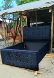 Blue Suede Fabric Sofa Bed 5x6 - 1