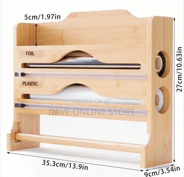 3-in-1 Bamboo Kitchen Roll Holder & Foil Dispenser - 1