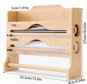 3-in-1 Bamboo Kitchen Roll Holder & Foil Dispenser