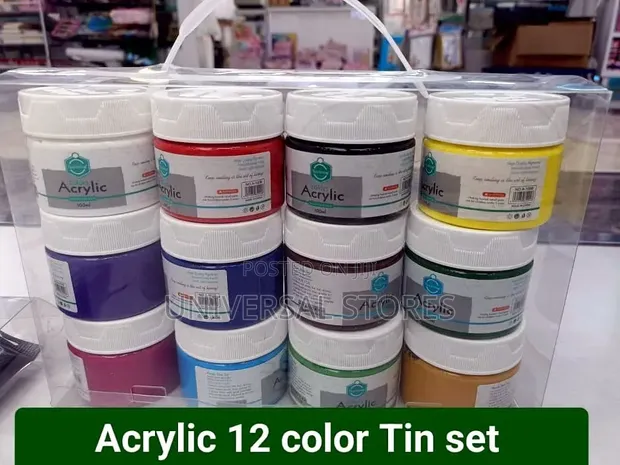 12pcs Pack of 100ml Acrylic Colours for Art Painting - 1