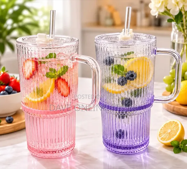600ml Ribbed Glass Tumbler - 1
