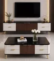 Black Top Center Table and TV Stand - 1