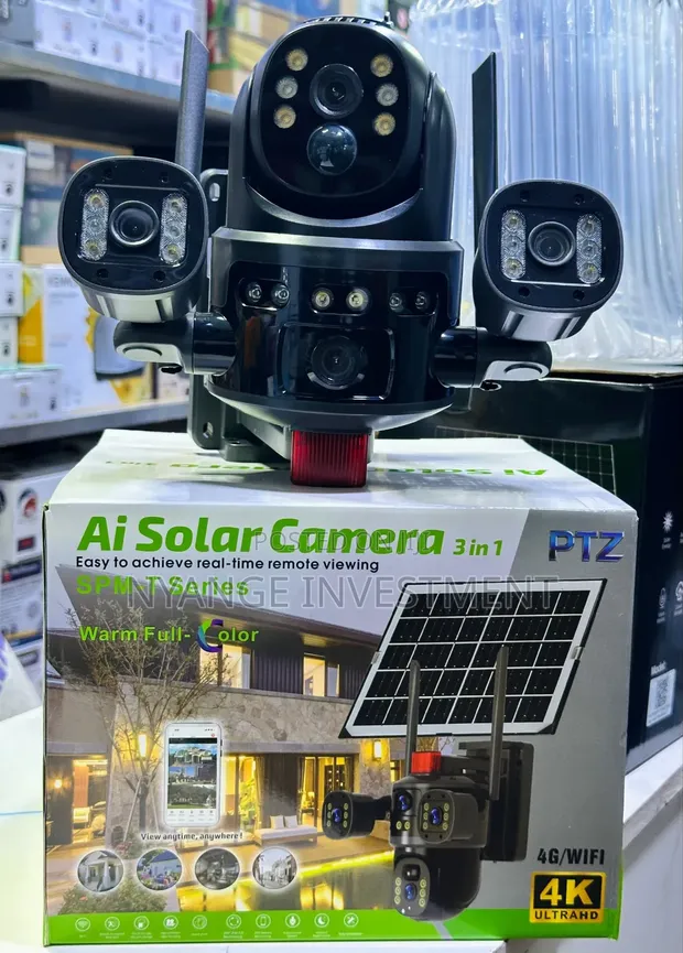 3-Lens Solar Security Camera with 360 Rotation - 1