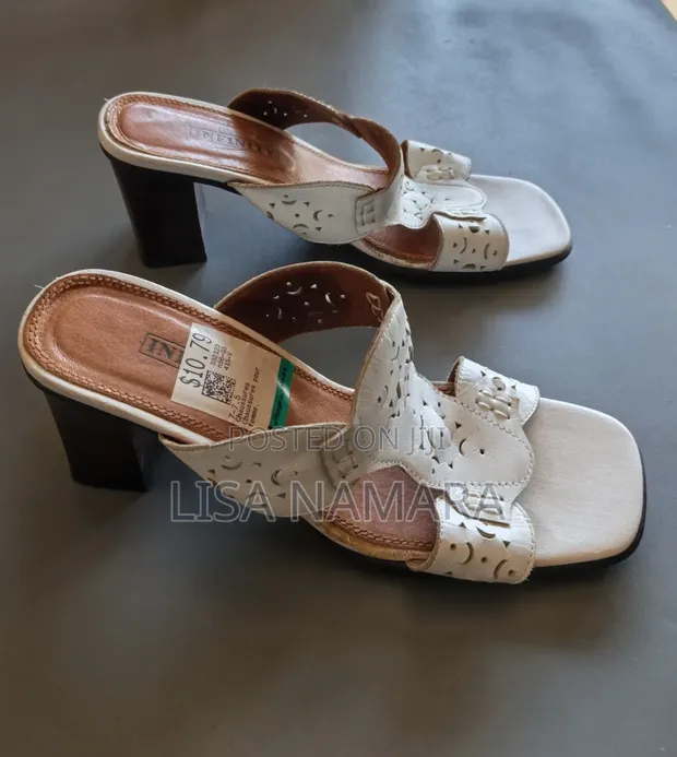 Ladies White T-Strap Shoes - Size 40 - 1