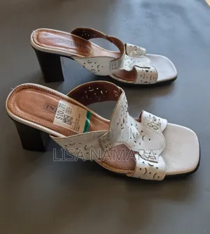 Ladies White T-Strap Shoes - Size 40